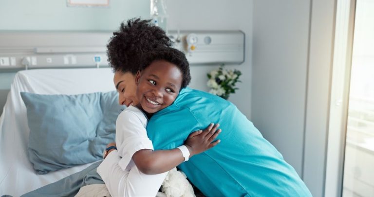 Mother and son in hospital