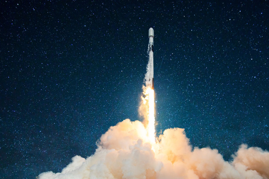 rocket ship blasting off