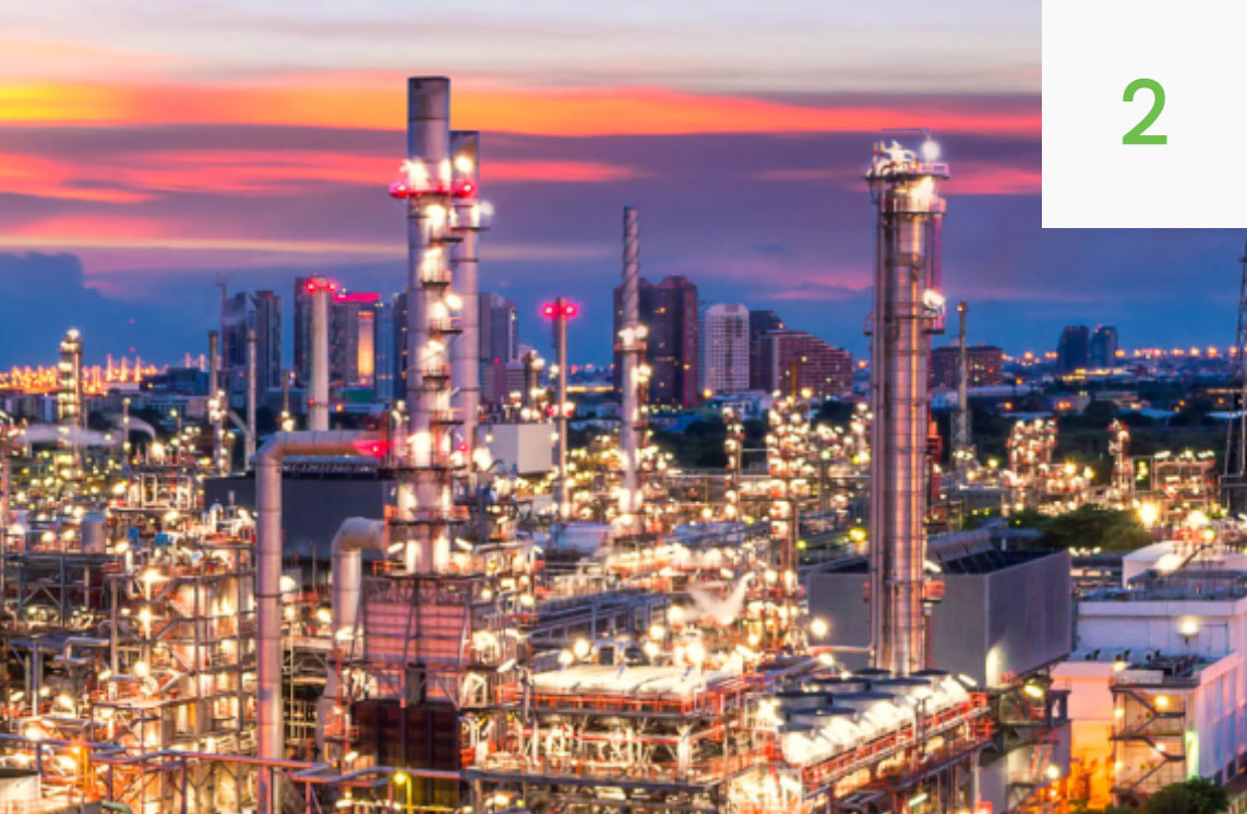 factory exterior at sunset