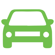 Green car silhouette facing forward