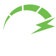 Green energy symbol with speedometer
