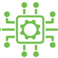 Green gear and circuit design icon