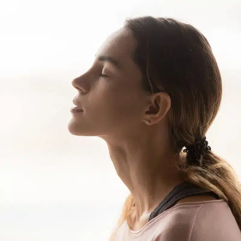 Profile view of a woman.